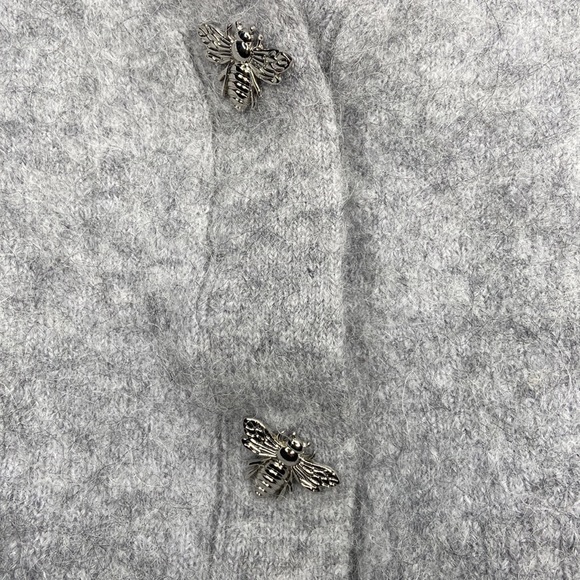 & other stories wool alpaca crop cardigan small grey bee buttons - Picture 5 of 6